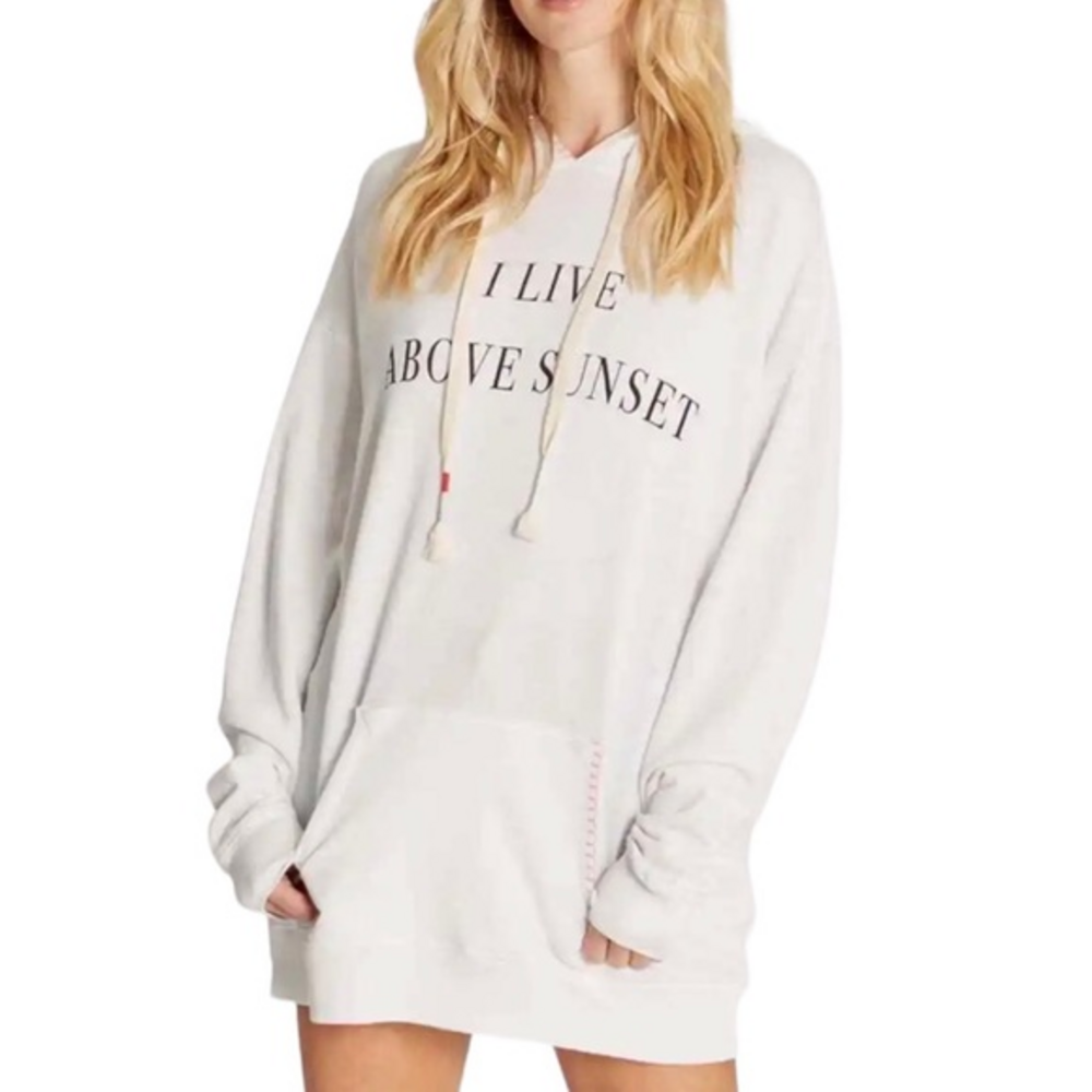 NWT Wildfox I live Above Sunsets White Oversized Hooded Pullover‎ Sweatshirt